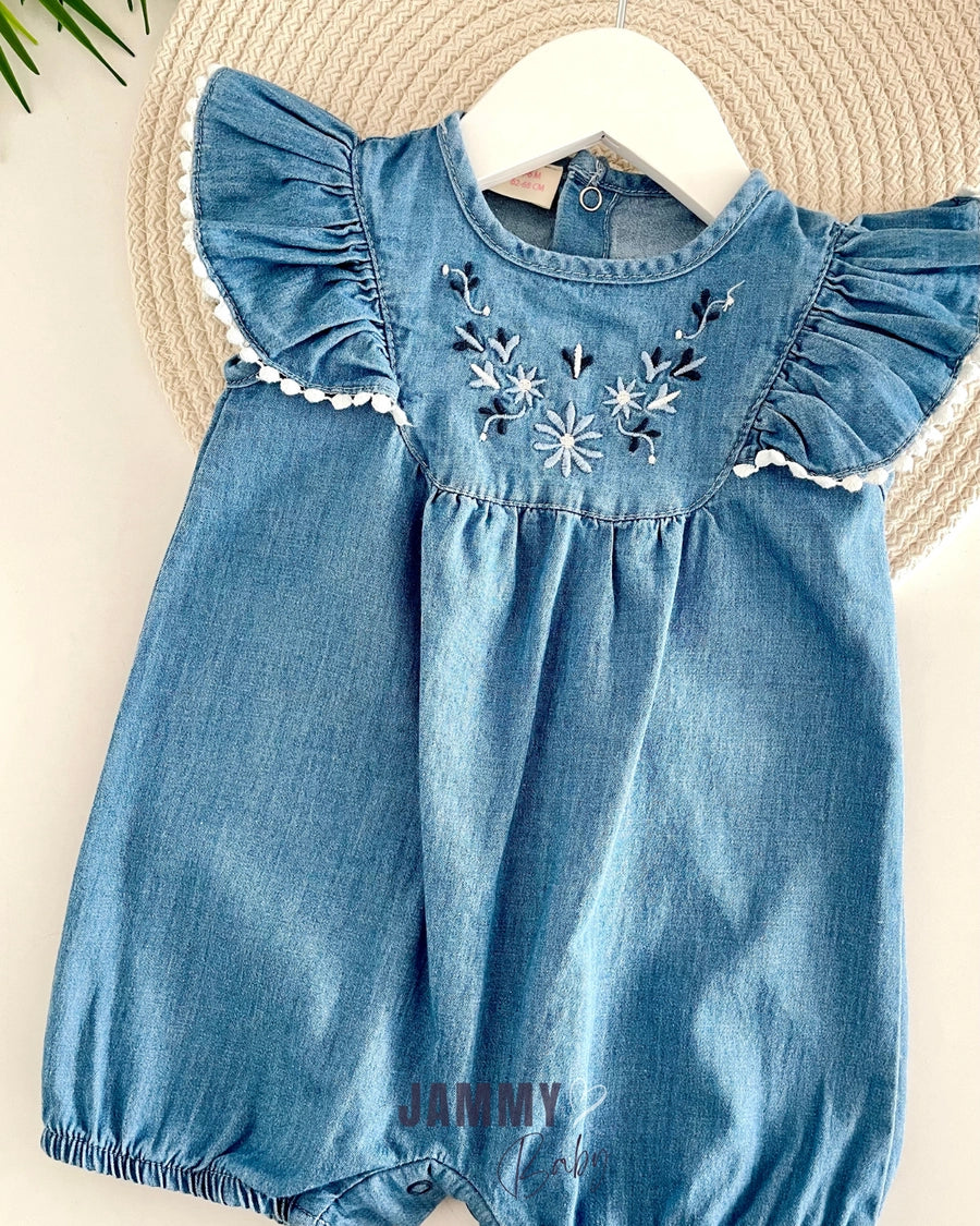 Lena Embellished Detailed Denim Overalls