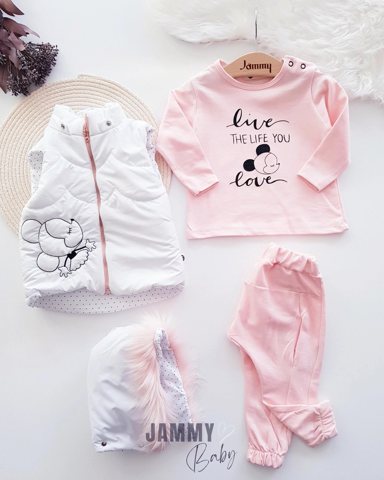 Live Love Puffy Vest 3-Piece Set