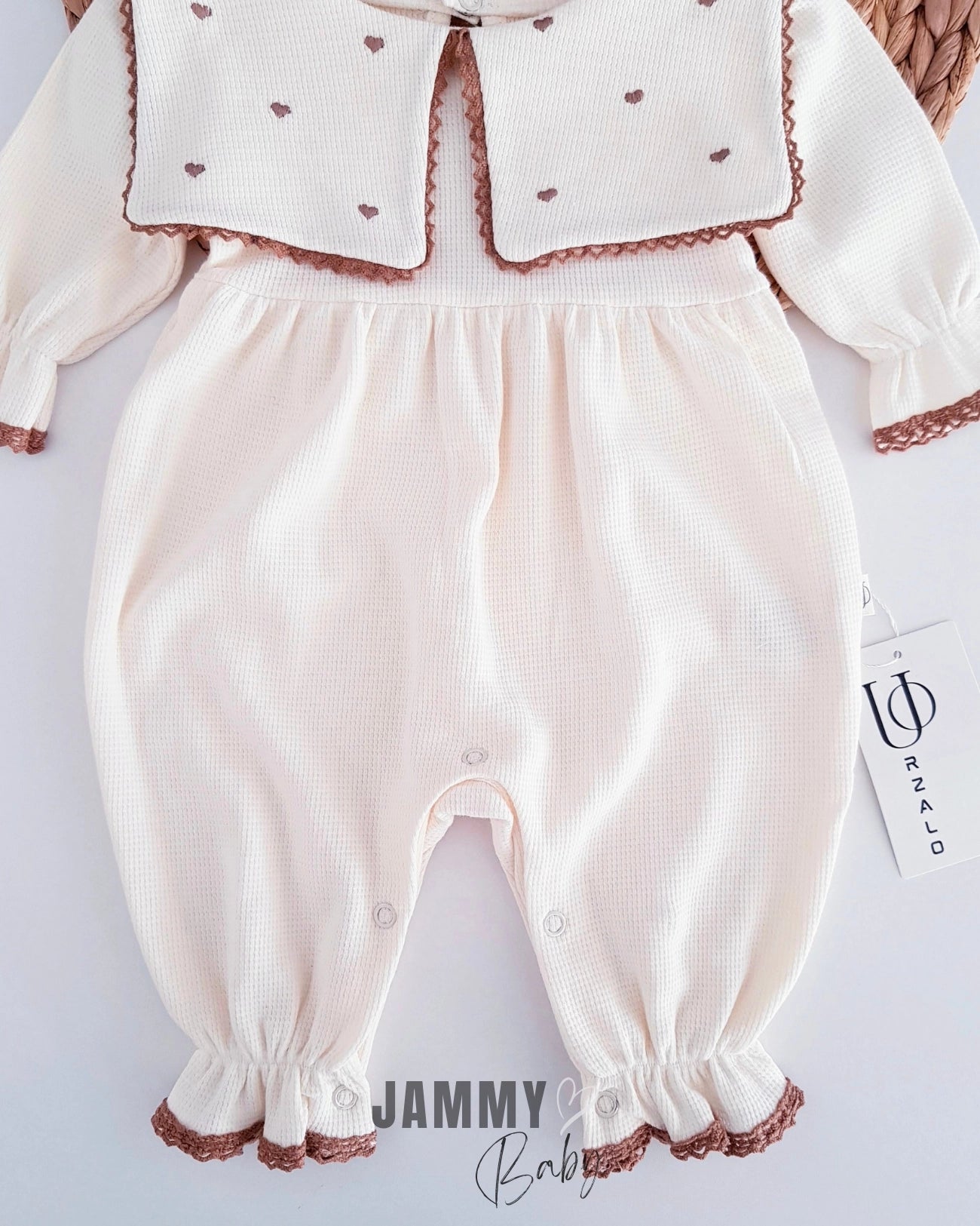 Maita Heart Embroidered Jumpsuit- Cream