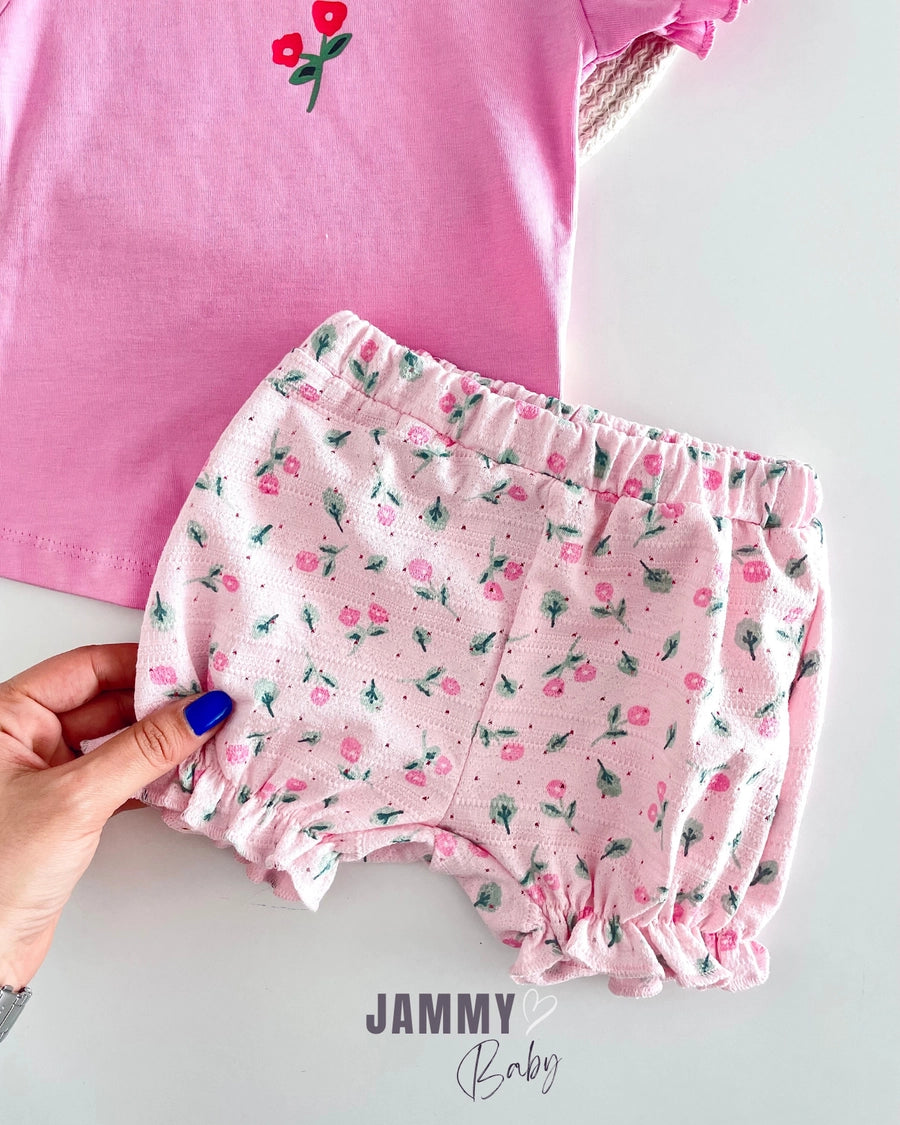 Penny Frilled Shorts 2-piece Set - PINK
