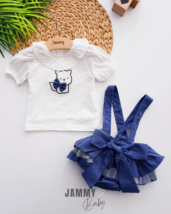 Princess Bear Ruffled Salopet & Body Set - INDIGO