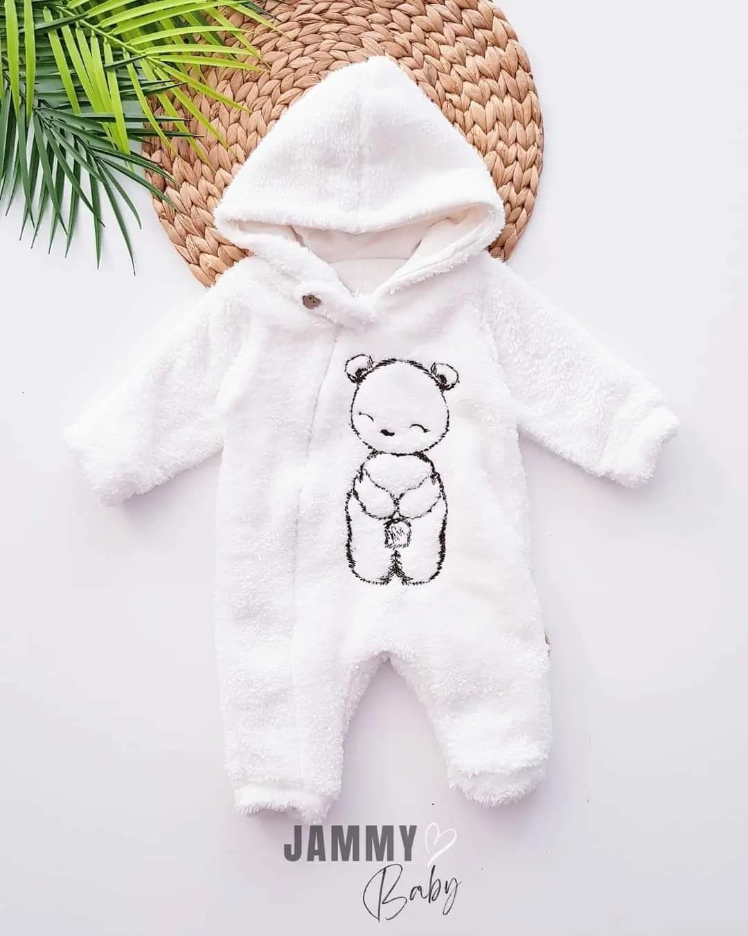 Teddy Bear Jumpsuit - white