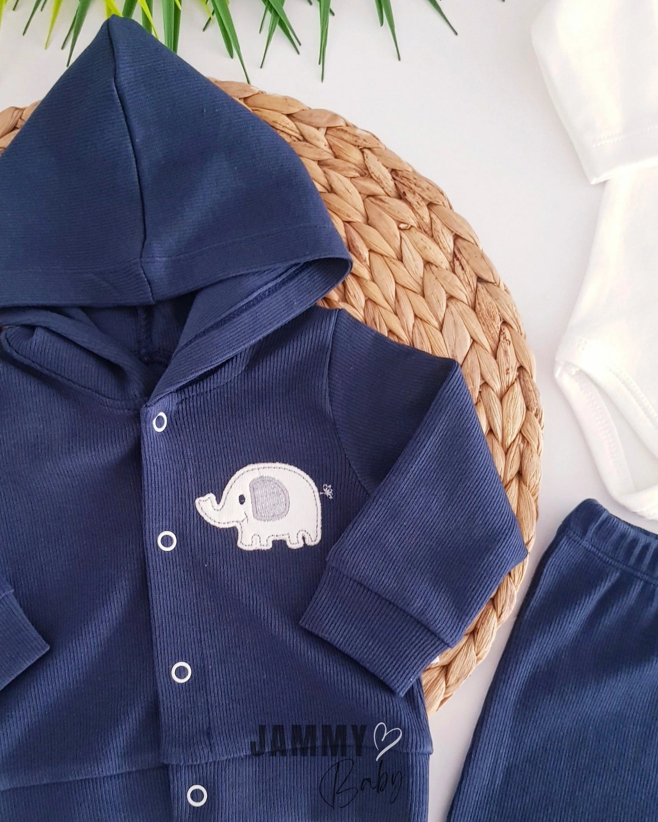 Star Elephant Cardigan 3-Piece Set - Navy Blue